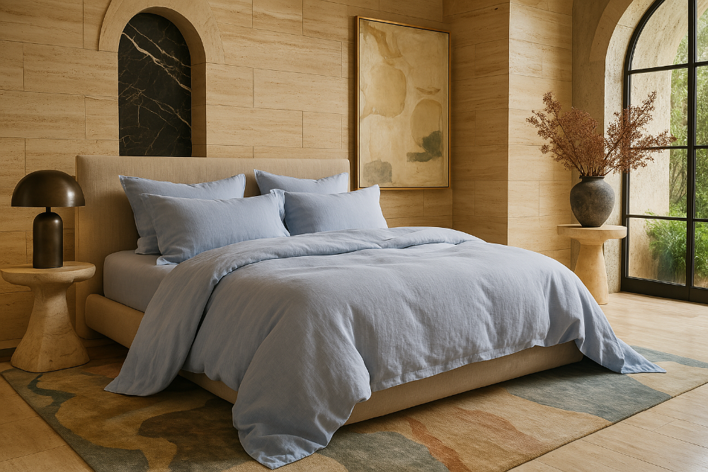 Luxurious interior design _ light room _ elevated _ linen bed sheets _linen sheets _ linen bedding _ linen flat sheet _ linen fitted sheet - Linen sheets Guide 